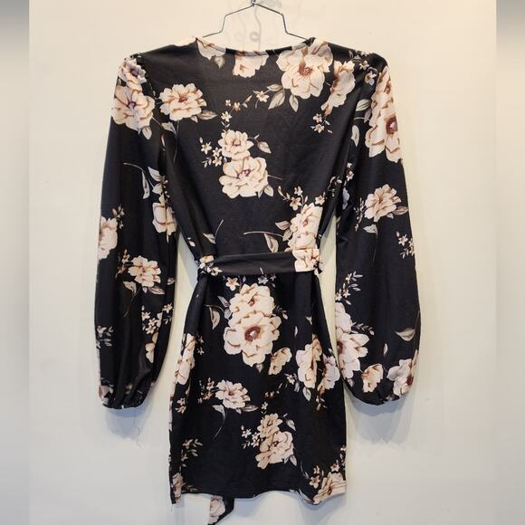 New Floral Dress V- Neck Wrap Dress Bodycon Belted Women's Size M - Picture 7 of 7